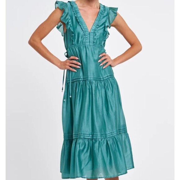 Ciebob Rhaella Sleeveless Tiered Maxi Dress NWT Teal XS - Picture 1 of 9